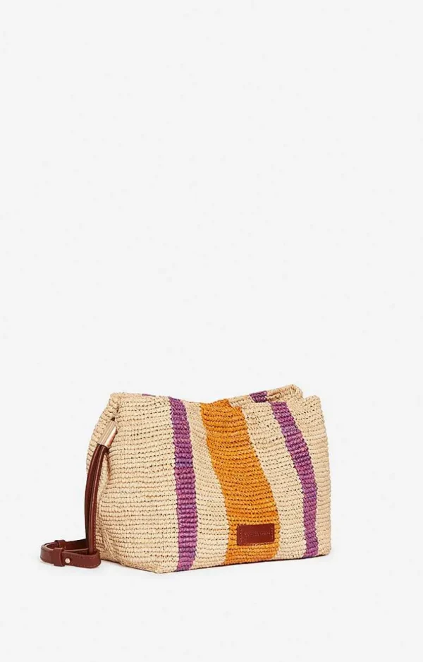 Vanessa Bruno Bourse Leather & Raffia Bag- Raffia