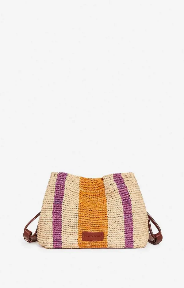 Vanessa Bruno Bourse Leather & Raffia Bag- Raffia