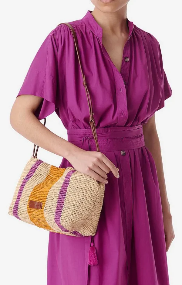 Vanessa Bruno Bourse Leather & Raffia Bag- Raffia