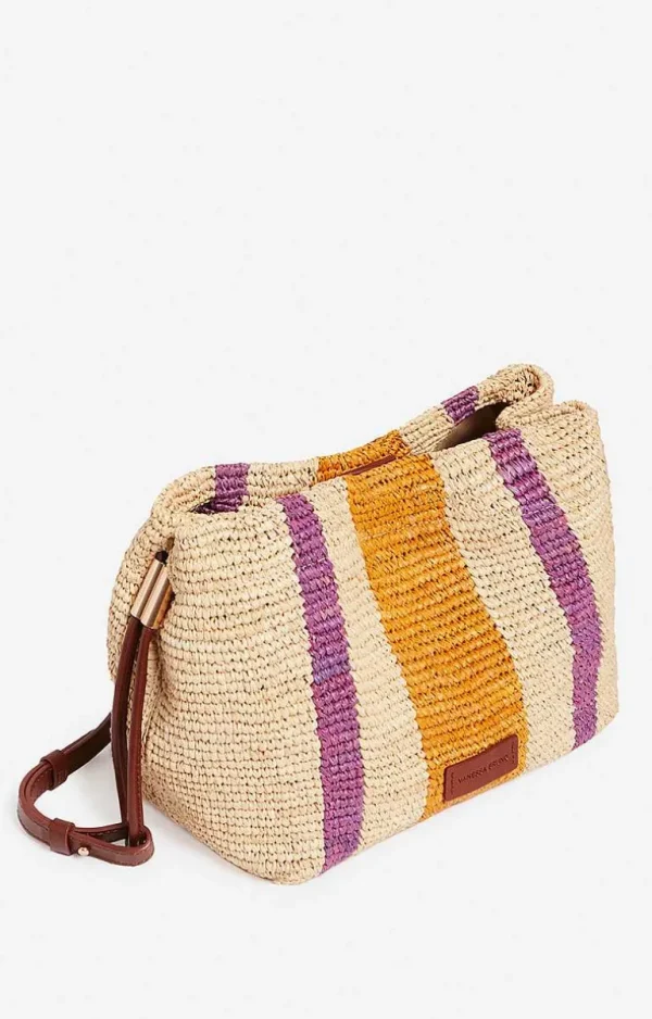 Vanessa Bruno Bourse Leather & Raffia Bag- Raffia