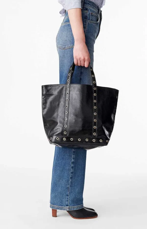 Vanessa Bruno Crinkled Leather M Cabas Tote- Leather Tote Bags