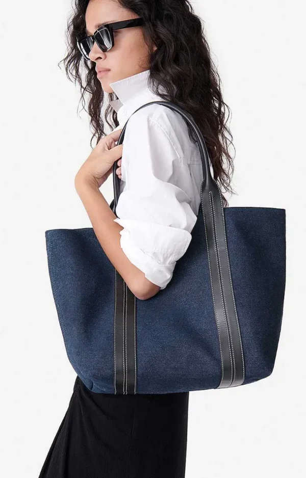 Vanessa Bruno Leather And Cotton Cabas Tote- Canvas Tote Bags