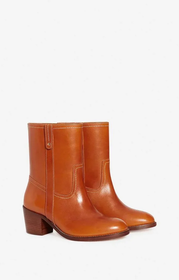 Vanessa Bruno Leather Ankle Boots In Vegetable-Tanned Leather- 36 | 37