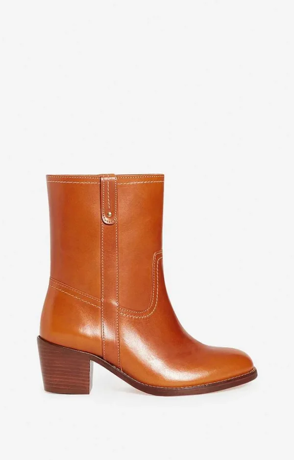 Vanessa Bruno Leather Ankle Boots In Vegetable-Tanned Leather- 36 | 37