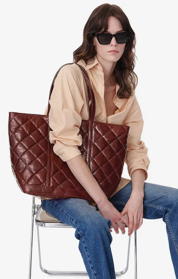 Vanessa Bruno Quilted Leather Xl Cabas Tote- Accessories