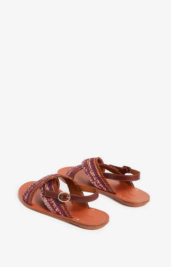 Vanessa Bruno Raffia & Leather Sandals- Raffia