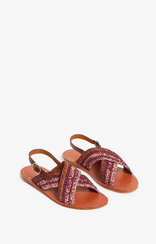 Vanessa Bruno Raffia & Leather Sandals- Raffia