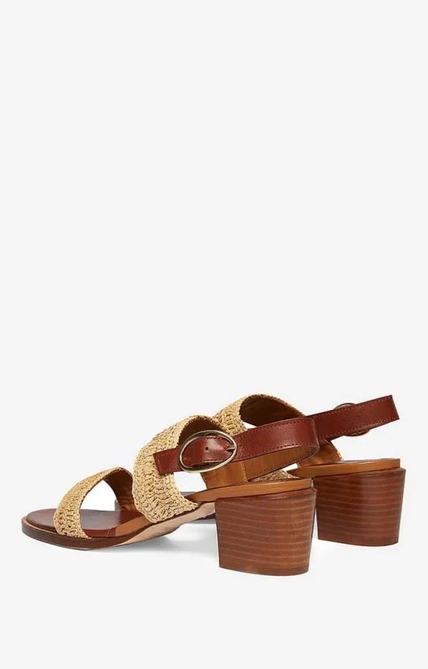 Vanessa Bruno Raffia & Leather Sandals- Raffia