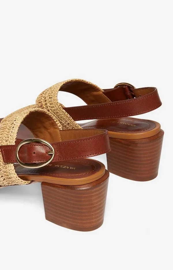 Vanessa Bruno Raffia & Leather Sandals- Raffia