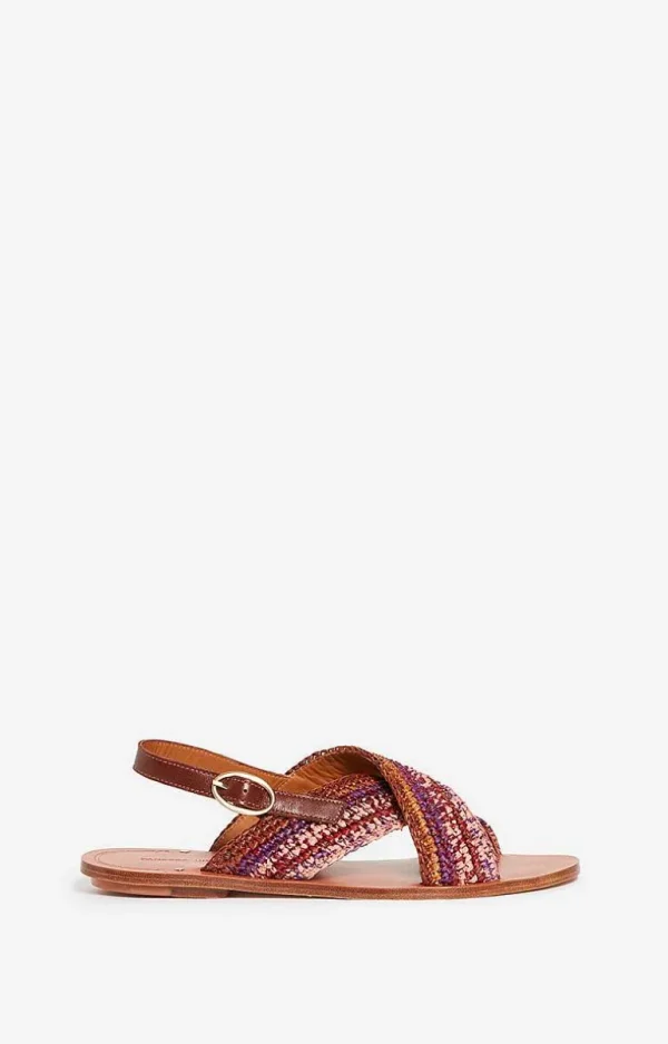 Vanessa Bruno Raffia & Leather Sandals- Raffia