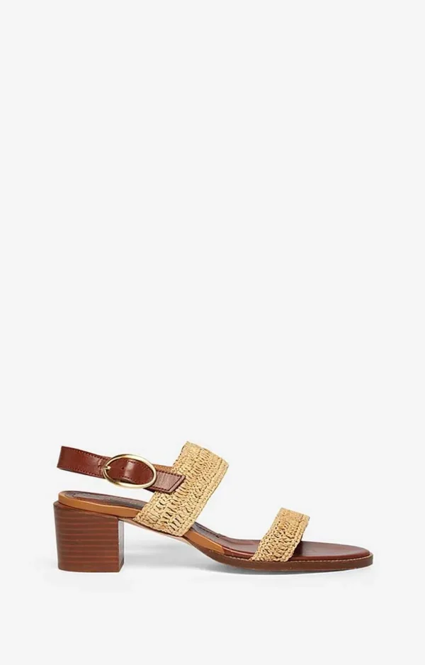 Vanessa Bruno Raffia & Leather Sandals- Raffia