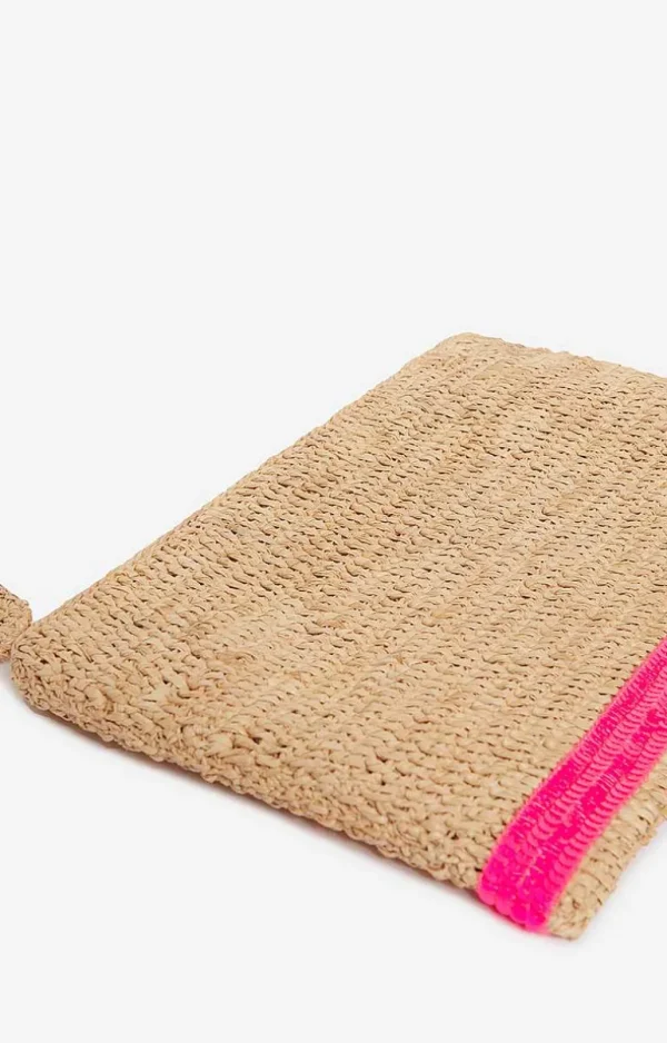 Vanessa Bruno Raffia And Sequins Clutch- Raffia