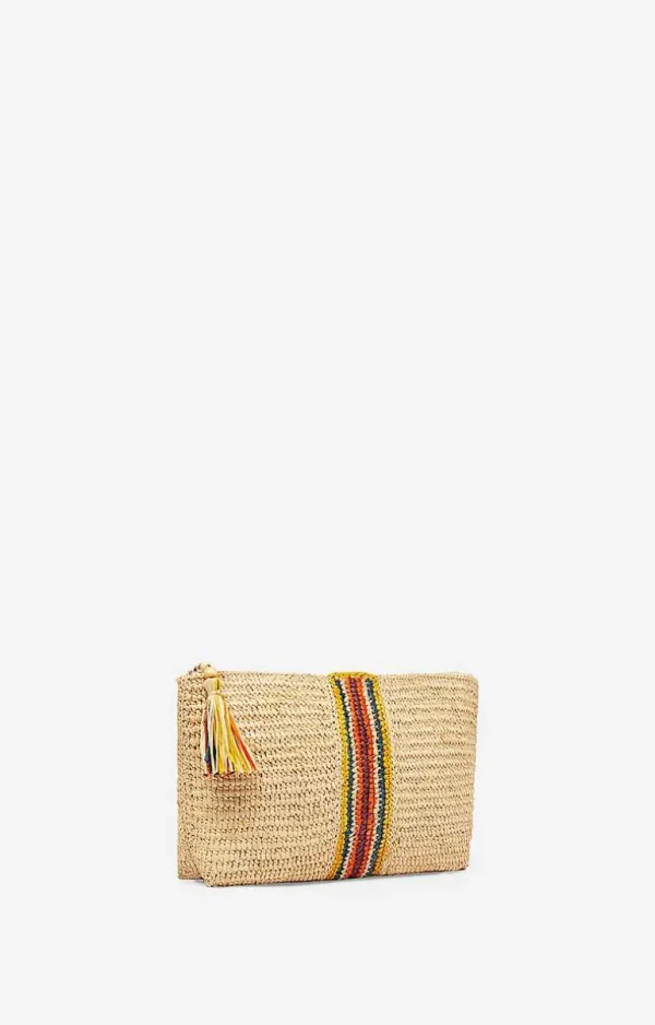 Vanessa Bruno Raffia Zipped Clutch- Raffia