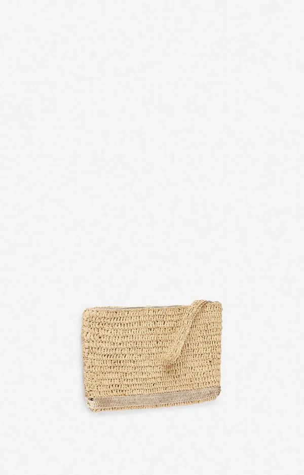 Vanessa Bruno Raffia Zipped Clutch- Raffia