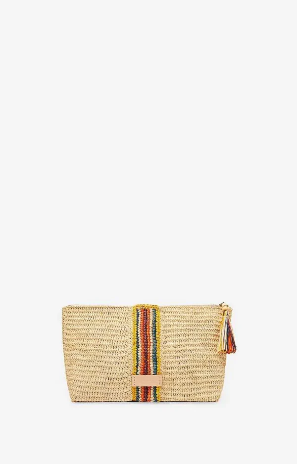 Vanessa Bruno Raffia Zipped Clutch- Raffia