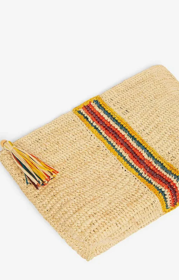 Vanessa Bruno Raffia Zipped Clutch- Raffia