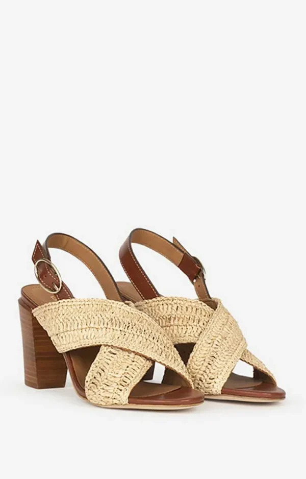 Vanessa Bruno Sandals In Leather & Raffia- Raffia