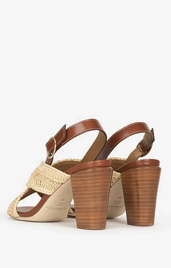 Vanessa Bruno Sandals In Leather & Raffia- Raffia