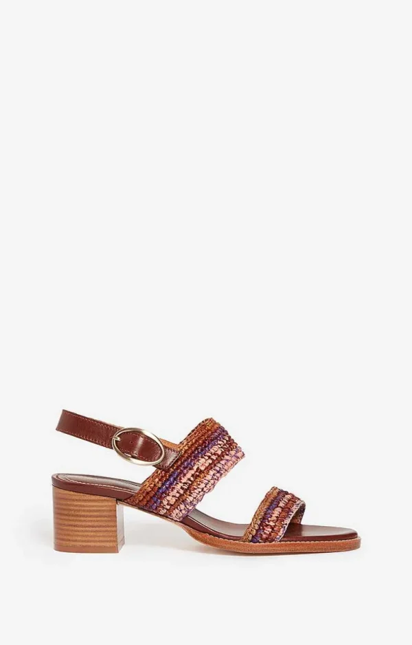 Vanessa Bruno Sandals In Raffia & Leather- Raffia