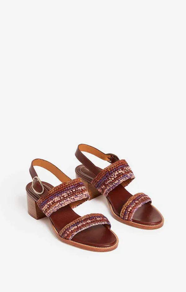 Vanessa Bruno Sandals In Raffia & Leather- Raffia